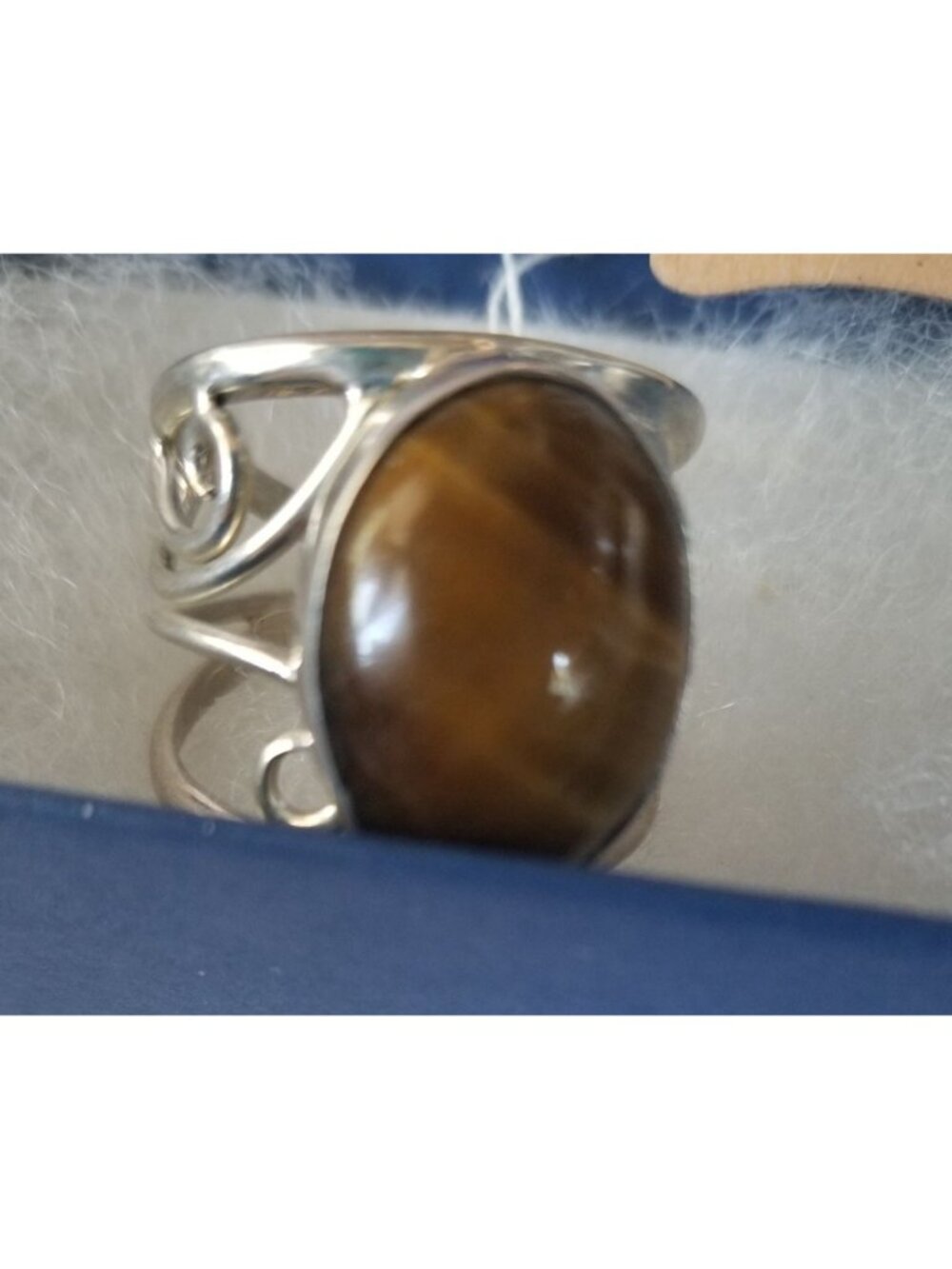 Ring Band Tiger Eye Silver Stone 20 x 15 mm Size 10 Handcrafted 8.4 gr Jerry - Picture 11 of 13